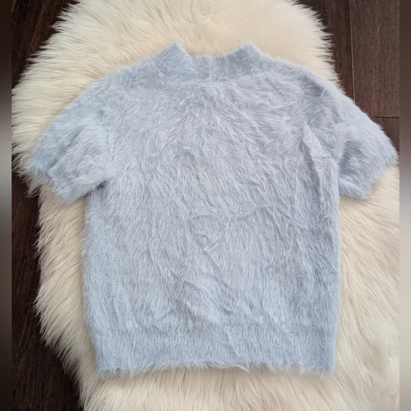 Anthropologie Pilcro Eyelash Short-Sleeve Jumper Crop Cropped Sweater S Small - Picture 2 of 7